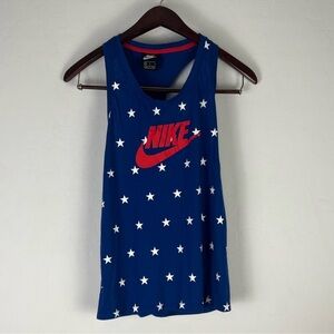 Nike Racer Star Graphic Tank Blue with stars. Size Medium
